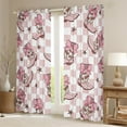thumbnail image 2 of Homewish Cool Western Cowgirl Black Out Curtains,Retro Rustic Farmhouse Cabin Curtains Pack of 2 (42x63 Each),Pink White Grometric Plaid Bedroom Curtains For Girls Kids,Microfiber Bedroom Decor, 2 of 6