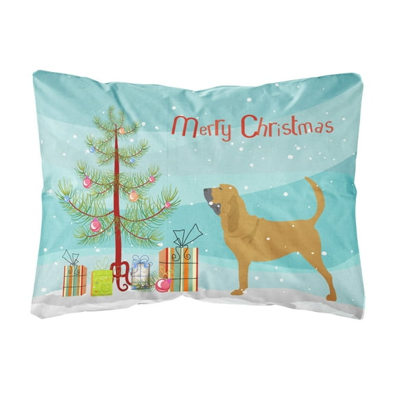 Carolines Treasures BB2902PW1216 Bloodhound Merry Christmas Tree Canvas Fabric Decorative Pillow, 12H x16W, multicolor