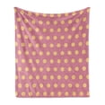 thumbnail image 1 of Polka Dots Soft Flannel Fleece Throw Blanket, Geometrical Modern Classic Retro Vintage Romantic Circles Rounds Image, Cozy Plush for Indoor and Outdoor Use, 50" x 60", Salmon and Pink, by Ambesonne, 1 of 6