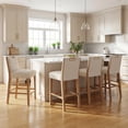 thumbnail image 3 of Guyou 26" Modern Bar Stools Set of 2, Chenille Upholstered Counter Height Barstools, Armless Wooden Bar Chairs for Kitchen Island, Home Bar, Beige, 3 of 9