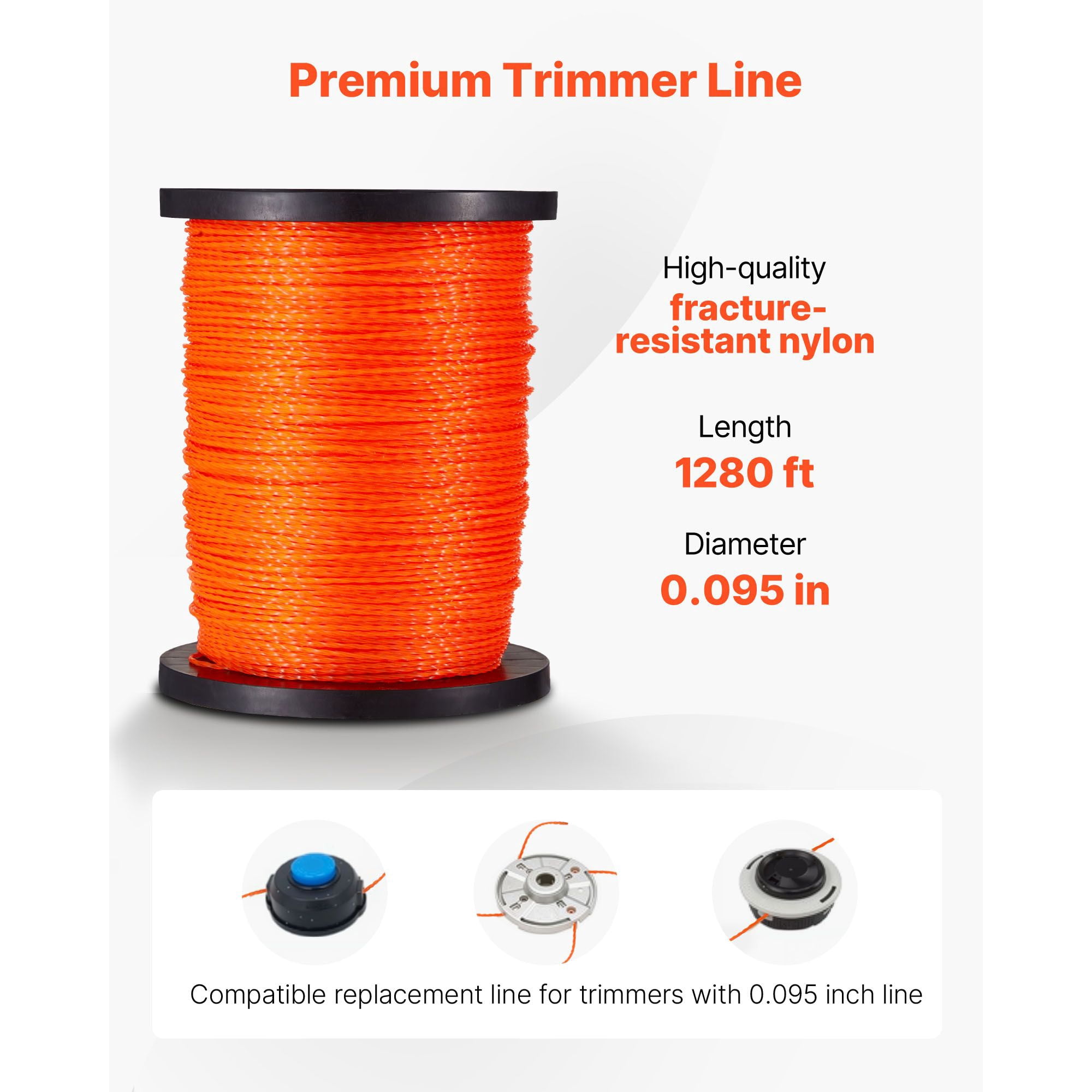 Trimmer Line 1280ft 0.095 Inch Twisted Nylon for Weed Eater Grass Trimmer String