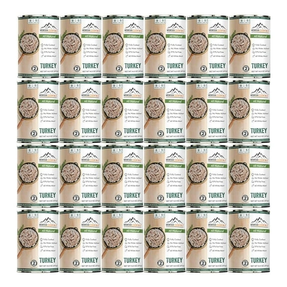(Pack of 24) Mountain Essentials All-Natural Canned Turkey White Meat 14.5 oz – Fully Cooked Ready-to-Eat Deli Turkey, Emergency Food, No Carbs, Gluten Free, 5-Year Shelf Life, Made in USA