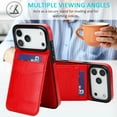thumbnail image 6 of Allytechgroup Back Flip Wallet Case for iPhone 17 Pro with 5 Card Holder, Lightweight Luxury PU Leather Kickstand Magnetic Buckle Shockproof Anti-Scratch Protective Case for Women Men, Red, 6 of 7