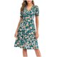 thumbnail image 1 of Vestido de manga corta de playa boho floral de gasa con cuello en V casual para mujer Fridja yut3450, 1 of 8