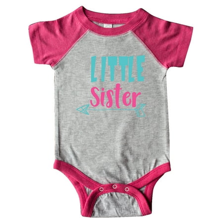 

Inktastic Little Sister Younger Sister Arrow - Blue Pink Gift Baby Girl Bodysuit