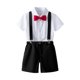 thumbnail image 1 of Odeerbi Chicos 4 Piezas Caballero Traje Formal Preppy Vestido de Manga Corta Camisa de Vestido + Traje Pantalones Cortos + Colgantes + Corbata Colegial Conjunto de Uniforme, 1 of 9