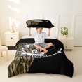 thumbnail image 2 of Castle Fairy Split Camo Bass Print Twin Duvet Cover,White Fish Rod Two-Tone Layout Twin Bedding,Moss Black,Black Reversible,2pcs,No Comforter,1 Duvet Cover and 1 Pillowcase, 2 of 6
