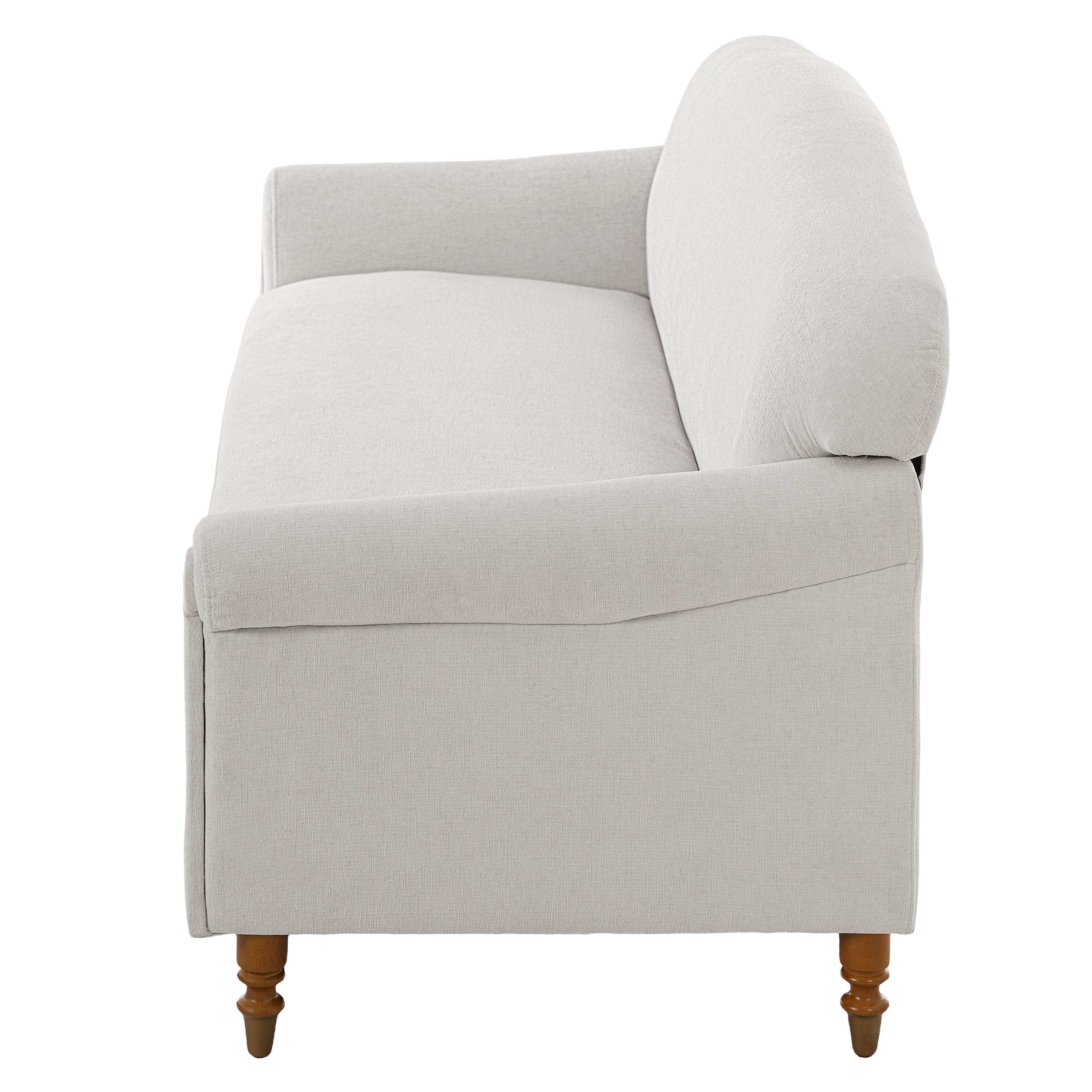 Elegant 77.5-Inch Loveseat Sofa with Rolled Arms and Chenille Upholstery, 2-Seater Couch for Living Room and Reading Corner, Light Grey