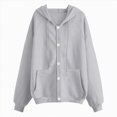thumbnail image 4 of Godom Super Soft Hoodies for Women Long Sleeve Button Down Oversized Sweatshirts Loose Fall Winter Clothing with Pockets, 4 of 5