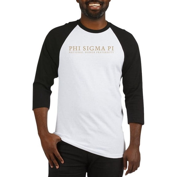 CafePress - Phi Sigma Pi Gold Wordmark Baseball Jersey - Cotton Baseball Jersey, 3/4 Raglan Sleeve Shirt