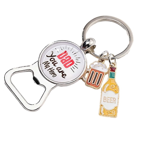 Llavero con abrebotellas, regalo del Día del Padre, llavero único para coche, llavero con colgante para bolso, regalos de cumpleaños, vacaciones de Estilo D