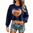 thumbnail image 2 of Crop Sweatshirt for Women Funny Football Baseball Mom Graphic Lantern Long Sleeve Pullovers Soft Lightweight Loose Fit Sweatshirts Trendy Print Shirts Daily Travel Outfits, Black L, 2 of 4
