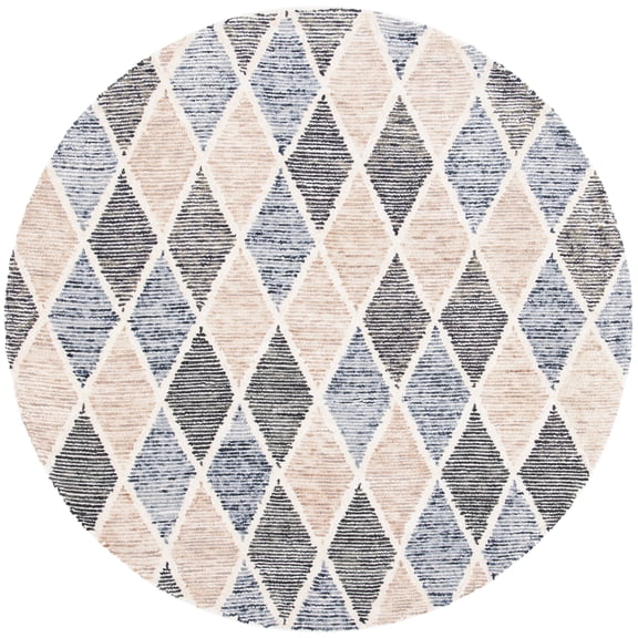 SAFAVIEH Precious Cearra Geometric Area Rug, Blue/Beige, 6' x 6' Round