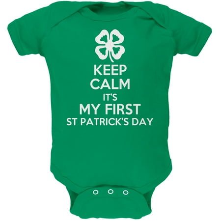 First St Patricks Day Clover Green Soft Infant Bodysuit - 12-18 months