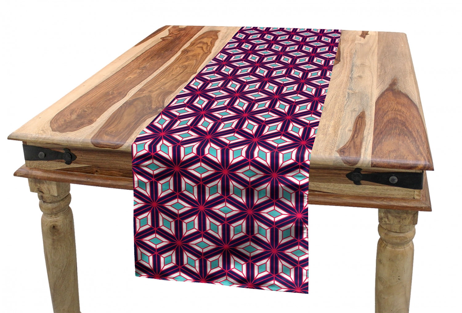 Geometric Table Runner, Modern Simple Mosaic Composition with Diamond
