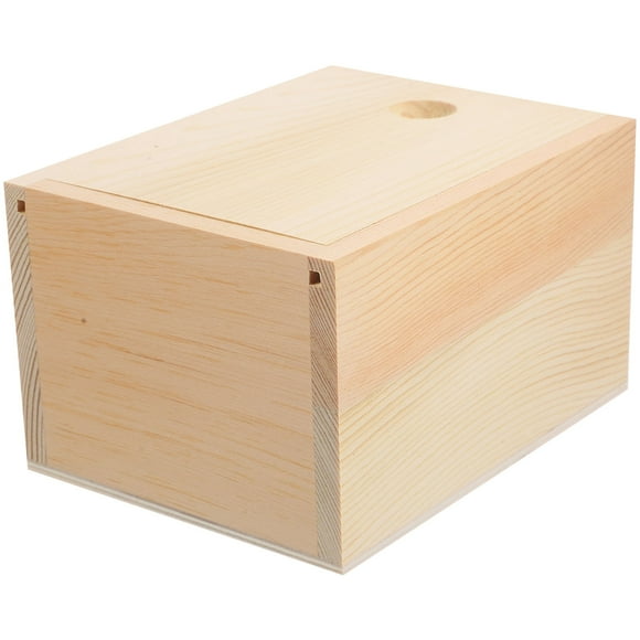 Wood Storage Box with Slide Lid Wooden Box Wood Box with Sliding Box for Home