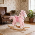 thumbnail image 4 of GVCXZBSS Toddler Plush Rocking Horse Toy, Kids Ride Pink 29”, 4 of 7