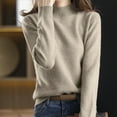 thumbnail image 4 of LEKDFST Womens Oversized Turtleneck Sweaters Fall Batwing Sleeve Tunic Pullover Sweater Long Sleeve Neck Knit Tops Khaki M, 4 of 5