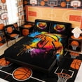 thumbnail image 2 of Erosebridal Splash Art Basketball Full Size Sheets, Sport Bed Sheets for Men and Boys, 4-Piece, 1 Flat Sheet, 1 Fitted Sheet and 2 Pillowcases, 2 of 6