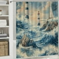 thumbnail image 6 of BCIIG Lighthouse Waves Sailboats Washable Shower Curtain Set with Hooks 60"x72, 6 of 7