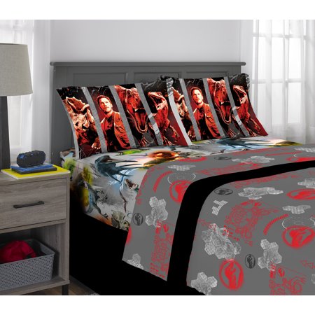 Jurassic World Microfiber Sheet Set Kids Bedding Gray 4 Piece