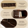 thumbnail image 6 of Harper & Bright Designs Vintage TV Stand with Sliding-Door for 75 inch TV, Wood TV Storage Cabinet Table with Doors and Solid Wood Legs for Living Room, Dark Brown, 6 of 16