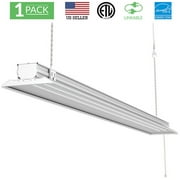 Lighting 2 Pack Flat LED Shop Light, 4 FT, Linkable Double Integrated LED, 40W=300W, 5000K Daylight, 4500 LM, Clear Lens, Plug in, Suspension Mount, Pull Chain, Garage - ETL + Energy Star
