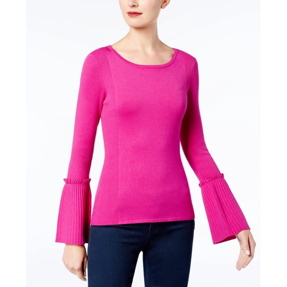 INC International Concepts Bell Sleeve Sweater Magenta Flame M