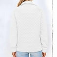 thumbnail image 4 of Generic Women's Fall Quilted Sweatshirt Casual Quarter Zip Collared Long Sleeve V Neck Pullover Tops, 4 of 6
