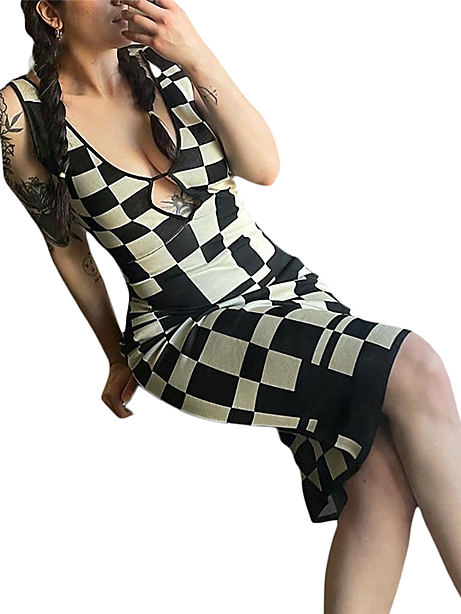 Luiryare Print Knit Bodycon Dress 