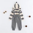 thumbnail image 2 of Infant Boy's Spring And Autumn Baby Clothes With Adjustable Waistband Pants Set Knitted Wool Sweater With Color Striped Pattern Baby Coat Suitable For 0 18 Months Old. Boy Set Clothes Gray 0-3 Months, 2 of 7