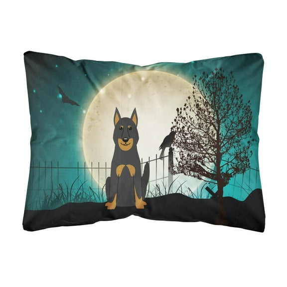 Carolines Treasures BB2270PW1216 Halloween Scary Beauce Shepherd Dog Canvas Fabric Decorative Pillow, 12H x16W,