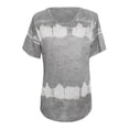 thumbnail image 4 of Lisingtool Shirts for Women Womens Plus Size Daily Summer Spring Summer Casual Round Neck Short Sleeve Tie Dye Print Patchwork Crew Neck T Shirt Casual Tee Tops(S 5Xl) Teacher Shirts Womens Tops Grey, 4 of 7