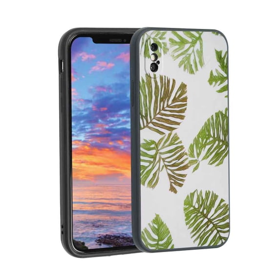 Compatible with iPhone X Phone Case, Leaves-4-31 Case Men Women, Flexible Silicone Shockproof Case for iPhone X