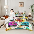 thumbnail image 4 of Homewish Cassette Tape Full Size Comforter Sets 3-Piece for Teens Boys Girls,Graffiti Splash Bedding Comforter Set,Music Theme Lightweight Bedding Sets,Luxury Bedroom Decor,Reversible, 4 of 8