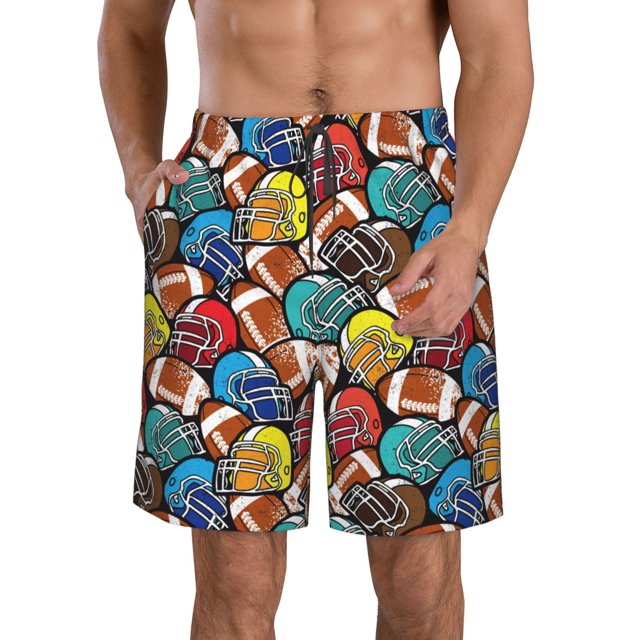 Balery American Football Traje de Baño Estilo Hawaiano para Hombre, Shorts de Secado Rápido con Bolsillos-XX-Large