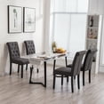 thumbnail image 4 of Homy Grigio Gray Fabric Modern Upholstered Dining Room Chairs with Tufted Back and Black Solid Wood Legs Sets of 2, 4 of 5