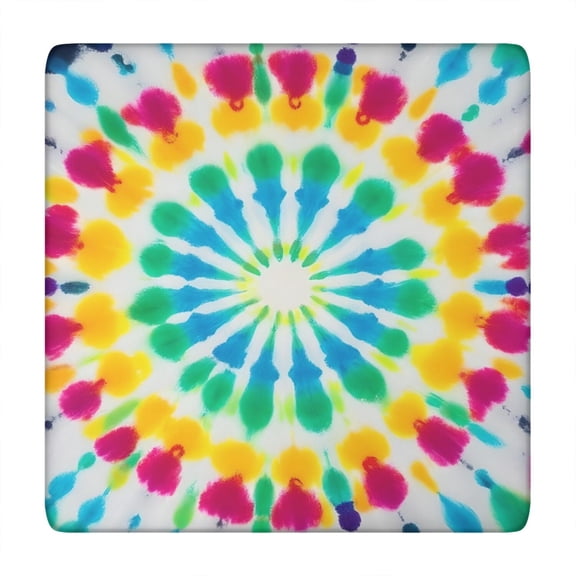 Colorful Rainbow Tie Dye Spiral Pattern Square Fitted Tablecloth with Elastic Edge,Square Table Cover,Washable Elastic Table Cover for Home Kitchen Party Decor 34"x34"