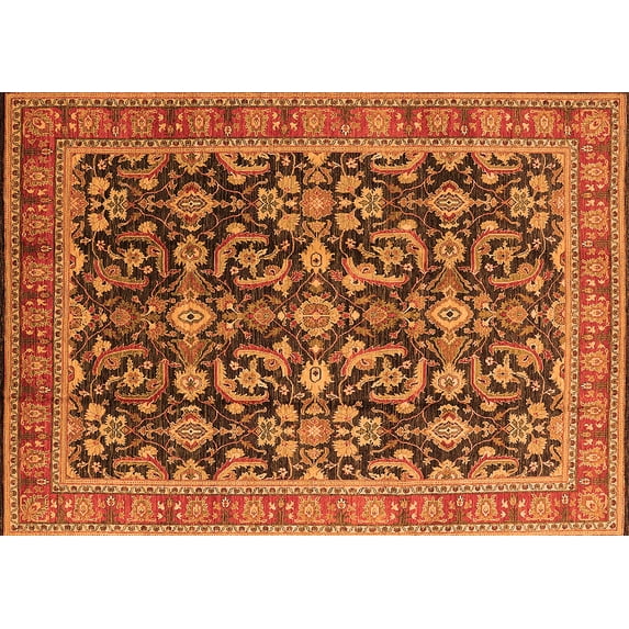 Ahgly Company Indoor Rectangle Oriental Orange Industrial Area Rugs, 4' x 6'