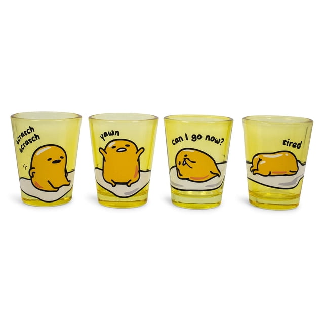 Shot Glass Silver Buffalo Gudetama Sleepy, 45 ml, juego de 4