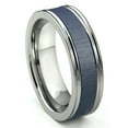 thumbnail image 1 of Titanium Kay Tungsten Carbide Blue Ceramic Inlay Wedding Band Ring with Horizontal Satin Finish Sz 10.5, 1 of 4