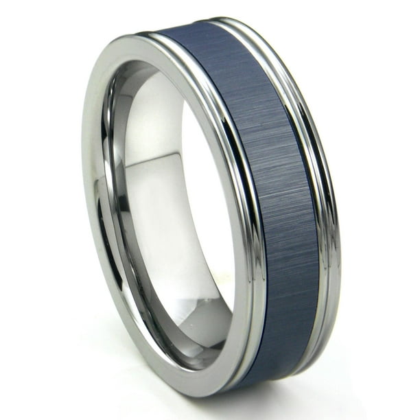 Titanium Kay Titanium Kay Tungsten Carbide Blue Ceramic Inlay Wedding