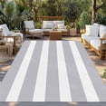 thumbnail image 2 of Grey Stripe Outdoor Rug 6x9 Ft - Reversible Patio Rug Outdoor Camping Rugs, Modern Simple Geometric White Striped Washable Indoor Outdoor Area Rugs, Non-Slip Outdoor Carpet Runner for Deck/Porch, 2 of 8