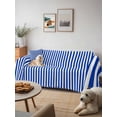 thumbnail image 6 of Navy Blue Stripe Couch Cover for 2 Cushion Sofa, Modern White Vertical Striped Geometric Washable Loveseat Sofa Covers Slipcover for Sectional Sofas L-Shaped, Couch Throw Cover 71"x118", 6 of 9