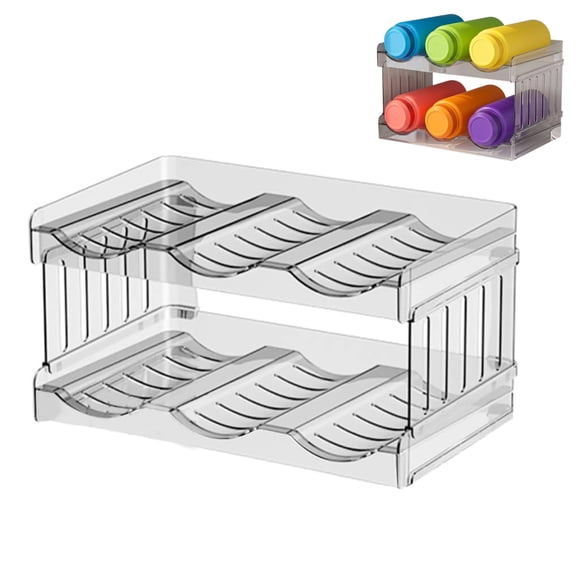 ChenHW 2-Tier Stackable Water Bottle Organizer – Plastic Rack for Cabinet, Pantry & Countertop