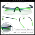 thumbnail image 2 of Photochromic Clear to Dark Mirrored Sport Shield Wrap Rimless Sunglasses [Slate Green - Teal Mirror], 2 of 9