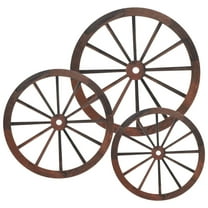 RENACLIPY Wheel Decorative Wall Hanging Wagon Wheel Wall Decor Brown Wood 3Pcs
