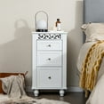 thumbnail image 4 of Gymax Bathroom Floor Cabinet Storage Organizer Nightstand Carved Design w/ 3 Drawers, 4 of 10