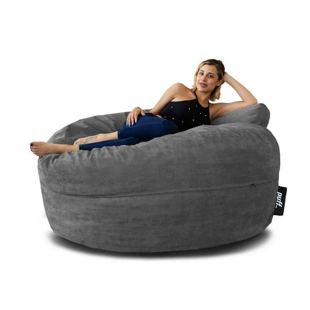 Sillón Puff Extra Grande muy cómodo Gamuza Gris Oscuro Puff MX Puff MX Gamuza Gris Oscuro Puff Grande