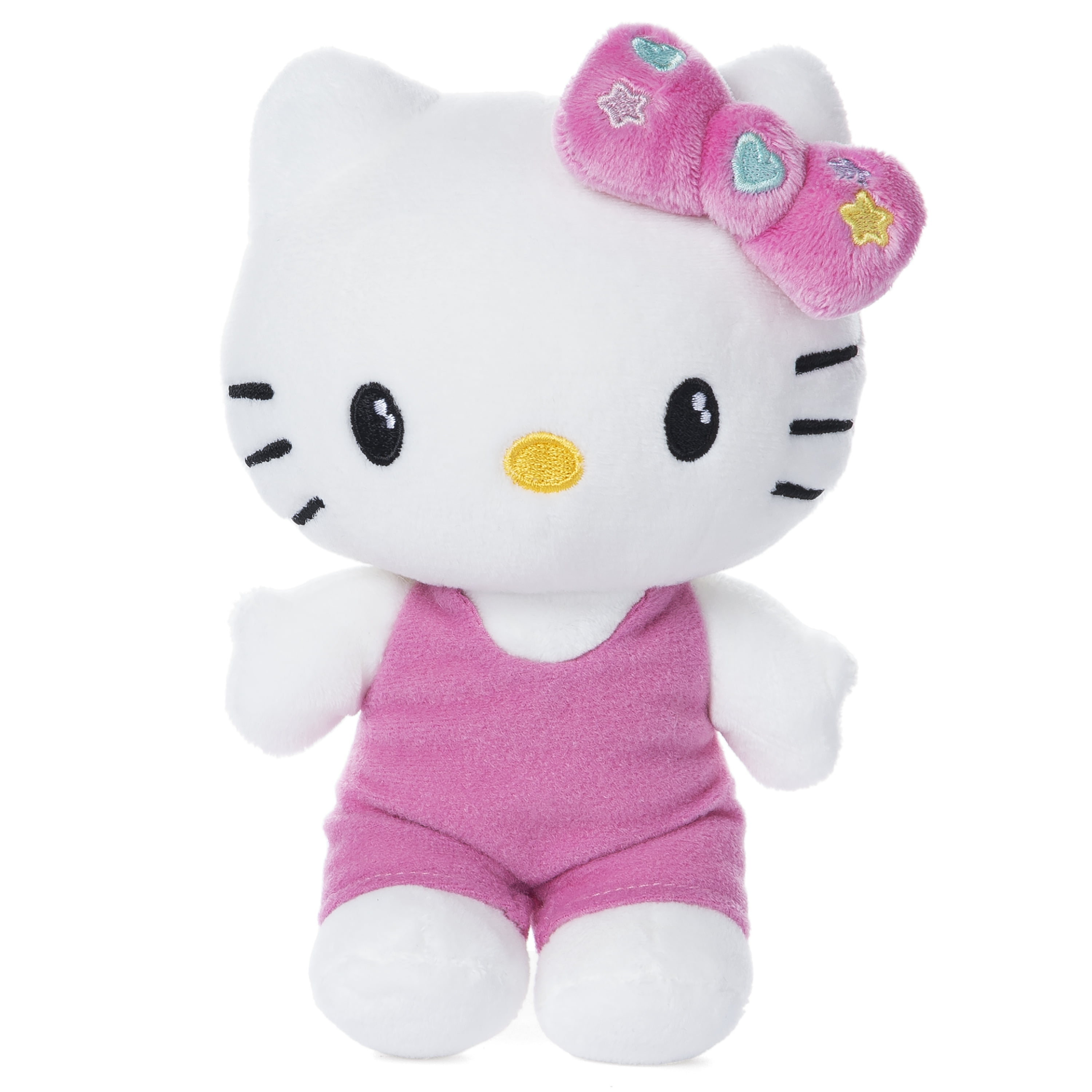 Hello Kitty Plush Stuffed Animal Pink Body Dark Pink Bow Sanrio White Cat 